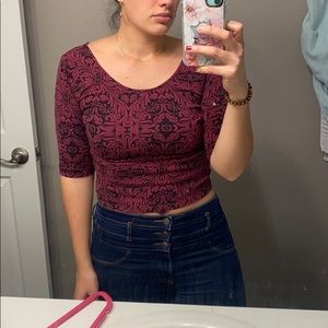 Maroon Crop top with open back detail